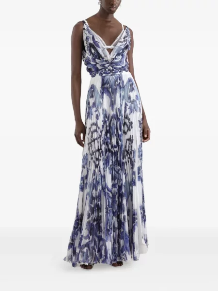 Rochie Dolce & Gabbana cu imagine plisată de costum albastru