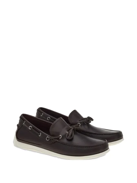 Pantofi loafer Ferragamo cu șireturi din piele maro