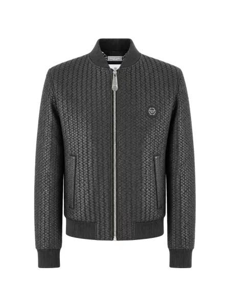 Geanta de piele Philipp Plein negru