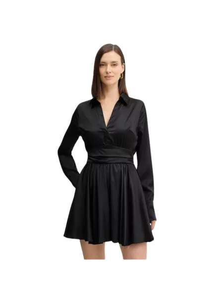 Sukienka mini z dekoltem w serek model ‘CONCETTA FLARE DRESS’ Guess czarna