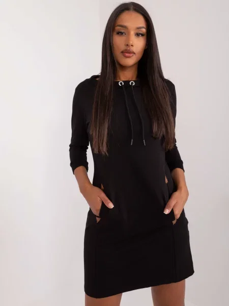 Rochie Rue Paris din jerseu negru