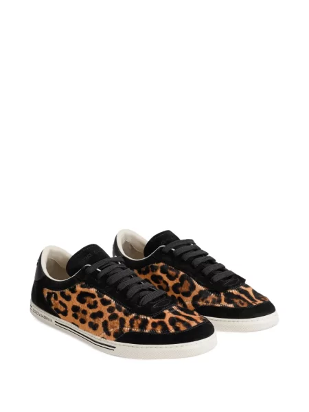 Sneakerși Dolce & Gabbana din piele de căprioară cu imagine cu model leopard maro