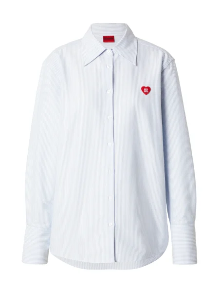 HUGO Bluza Erselia svetlo modra / rdeča bela