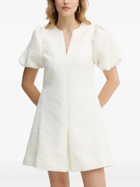Rochie mini Stine Goya cu decolteu în V de costum mini alb