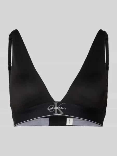 Biustonosz w kroju slim fit z haftowanym logo Calvin Klein Underwear czarny