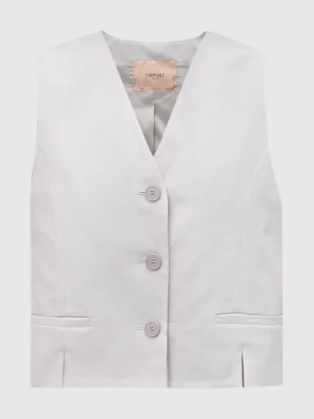 Жилет з льоном з емблемою логотипа Twinset фіолетовий