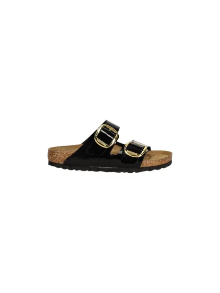 Klapki Birkenstock na sprzączkę skórzane czarne