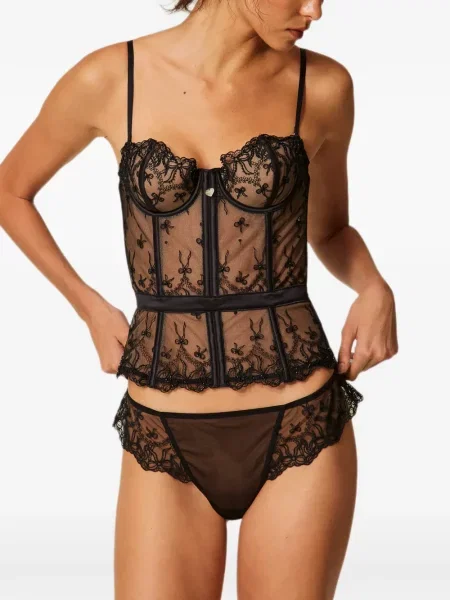 Chiloți briefs Twinset din tul negru