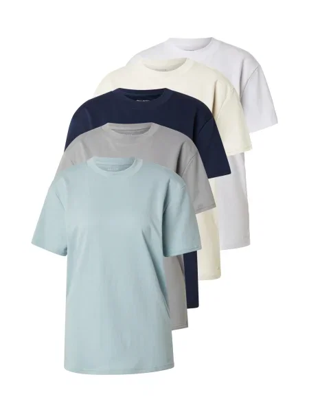 HOLLISTER Tricou ecru / bleumarin / azuriu / gri alb