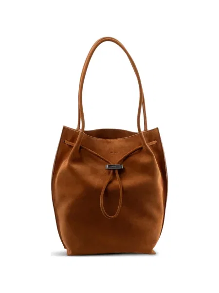 Geantă shopper By Far din piele de căprioară maro