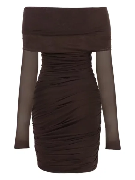 Rochie maxi Philosophy Di Lorenzo Serafini drapată lungă de costum maro