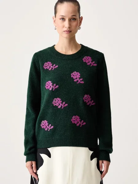 Essentiel Antwerp pulover pentru femei din lână Korine verde