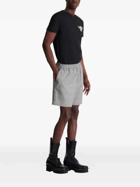 Pantaloni scurți Balmain de lână gri