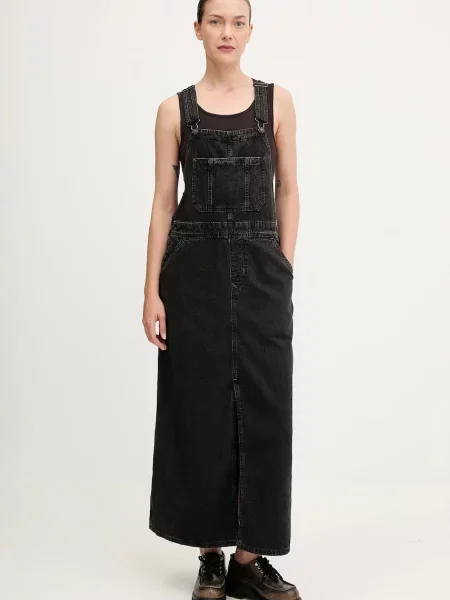 G-Star rochie jeans maxi drept negru