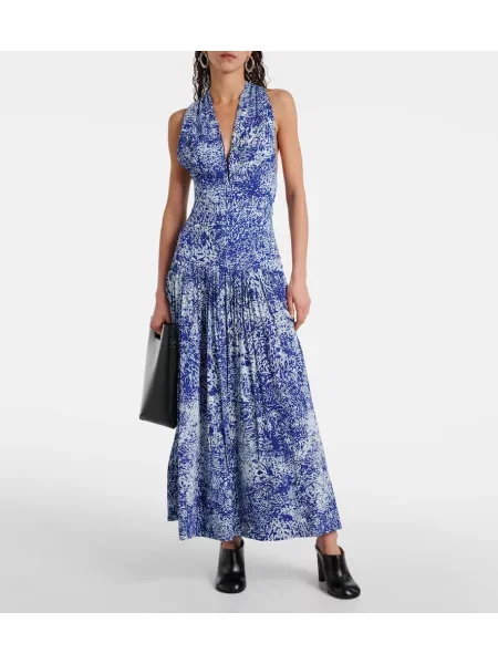 Rochie maxi Proenza Schouler cu imagine de costum albastru