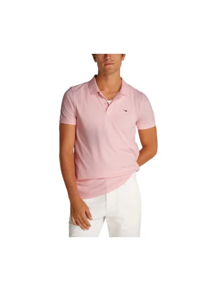 Koszulka polo Tommy Jeans z krótkim rękawem różowa