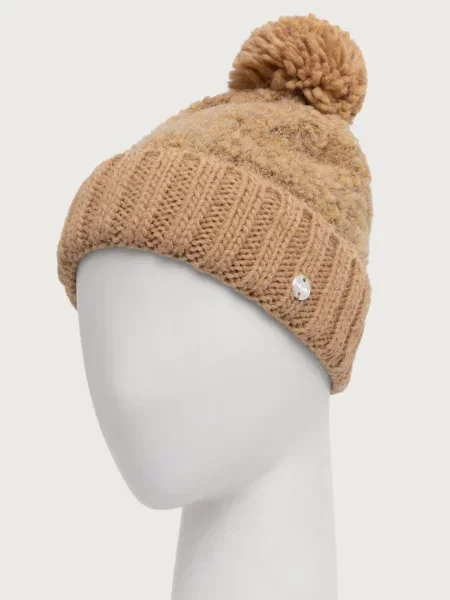 Colmar căciulă cu pompon cu amestec de lână maro