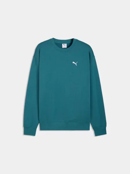 Світшот PUMA Wardrobe Ess Relaxed Crew комбінований верх зелений