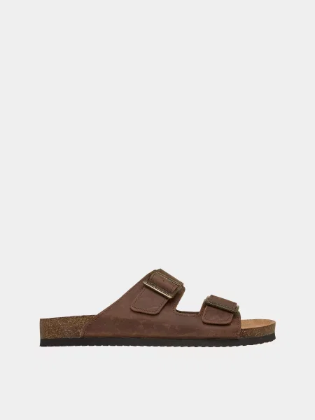 Шкіряні Шльопанці Skechers AIDAN коричневий