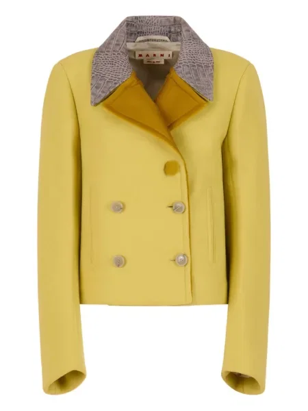 Kurtka Marni wełniana z nadrukiem żółta