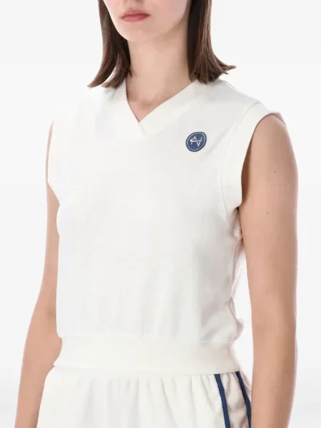 Top Nike cu decolteu în V din material terry cu autograf