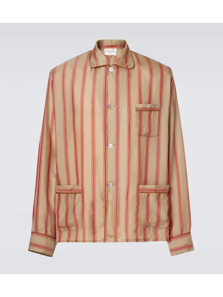 Pruhovaná keprová košile Saint Laurent béžová