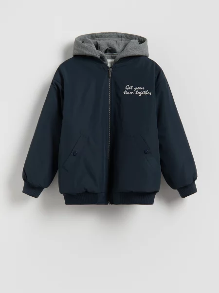 Reserved Bomber bunda s kapucí tmavomodrá