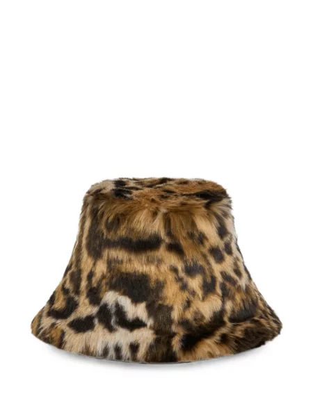 Pălărie Etro cu model leopard cu blană maro