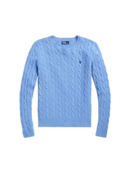 Sweter Polo Ralph Lauren biznesowy wełniany z długim rękawem niebieski
