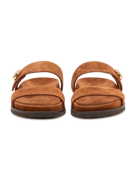 Klapki Tory Burch skórzane brązowe