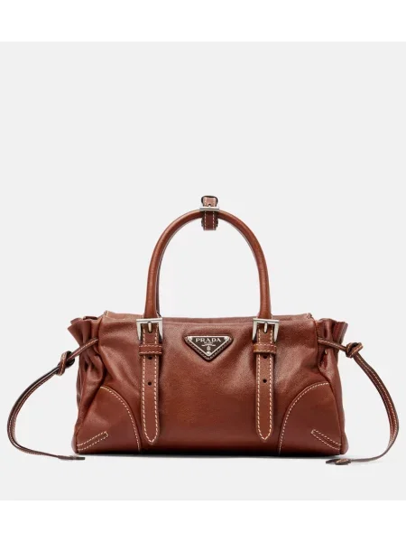 Top Prada din piele maro