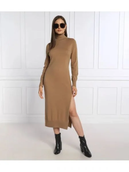 Michael Kors Rochie cu adaos de lână și cașmir maro