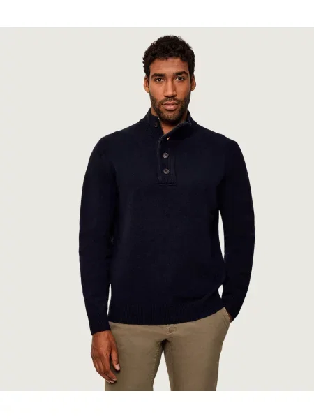 Barbour gyapjú pulóver sötétkék félgarbó nyakú kék