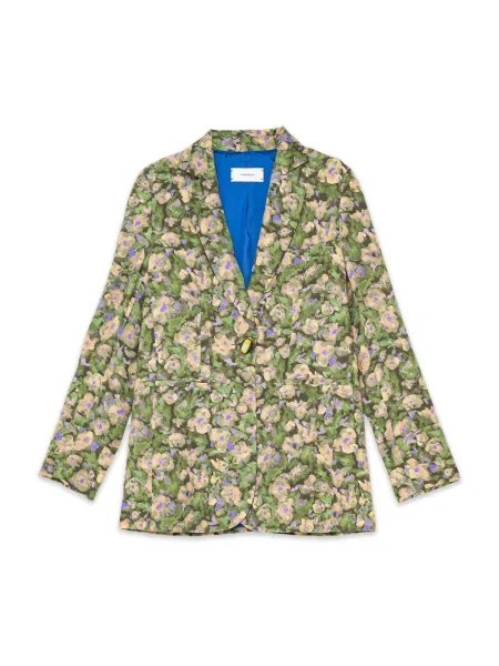 Lniana marynarka Maliparmi w kwiatki zielona