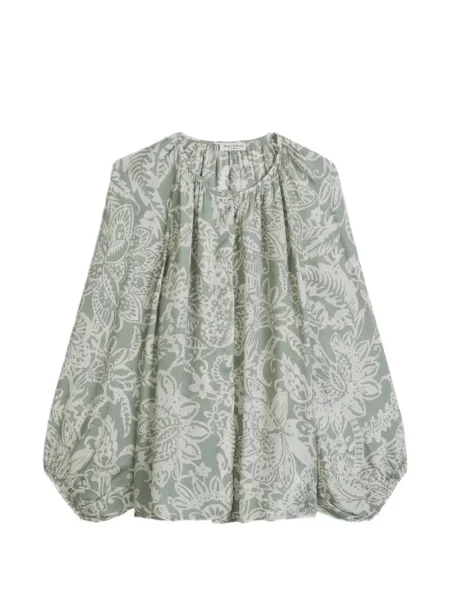 Lung bluză Marc O'polo cu model floral cu imagine verde