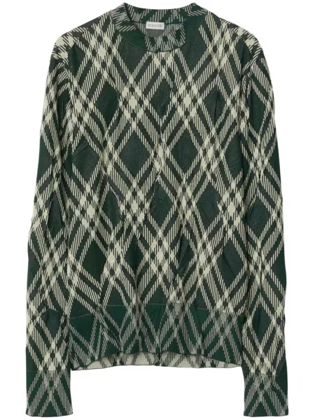 Pulover Burberry în carouri verde