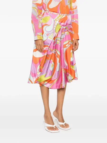 Pantaloni Pucci de mătase cu imagine roz