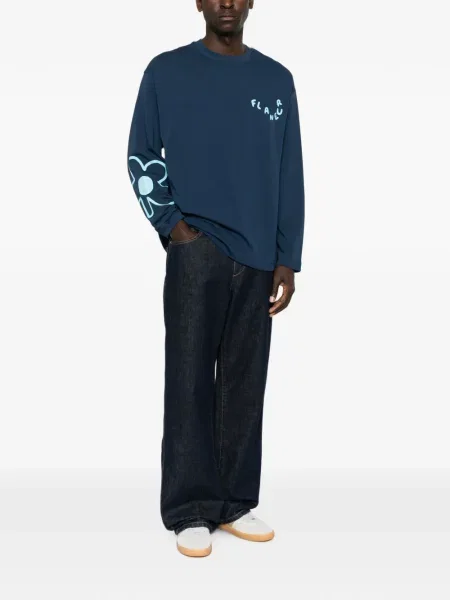 Lung tricou Flâneur cu imagine albastru