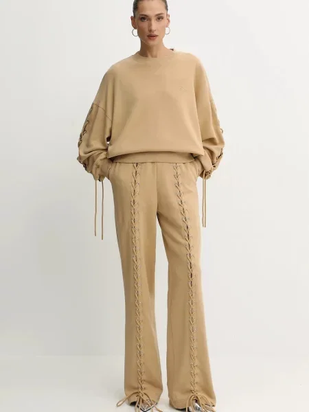 Rotate pantaloni de trening din uni bej