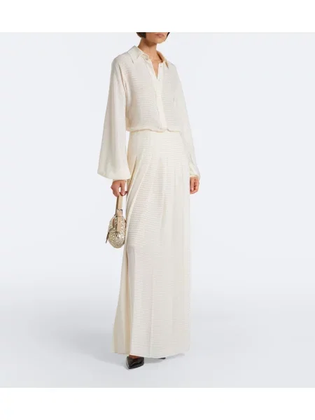 Rochie maxi Fendi de mătase alb
