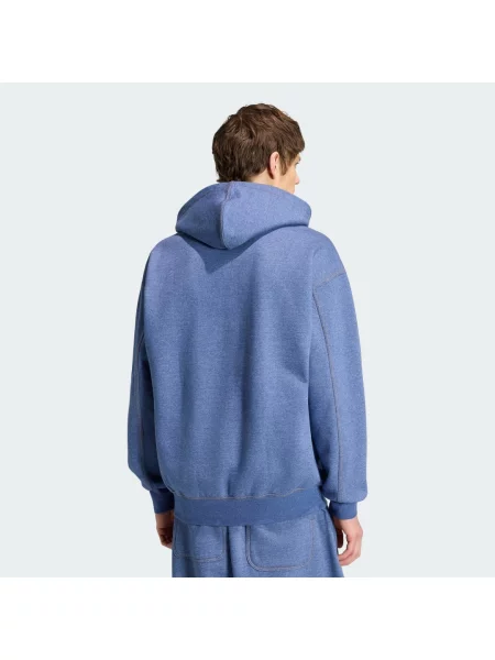 BLUZA Z KAPTUREM TREFOIL ESSENTIALS MELANGE LOOSE niebieska