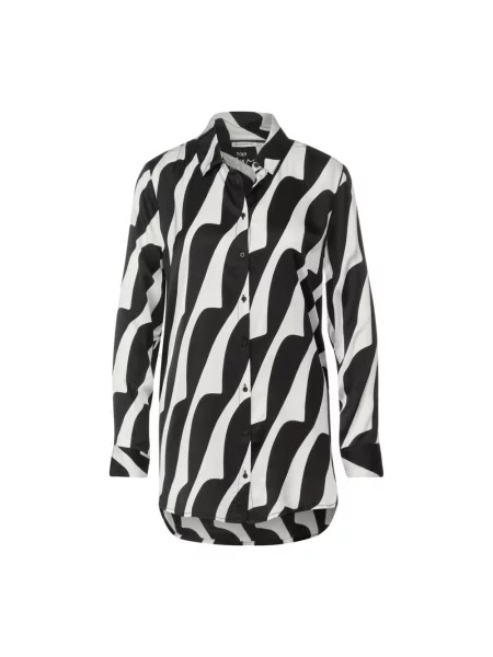 Satynowa koszula Street One w abstrakcyjne wzory w miejskim stylu czarna