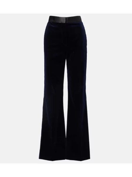Pantaloni Victoria Beckham din satin albastru