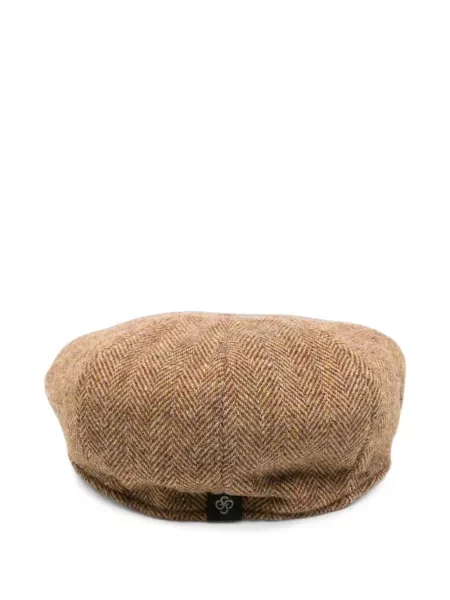 Căciulă Gran Sasso de lână fără toc cu model herringbone maro