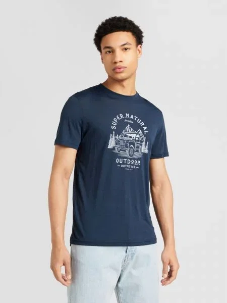Pánske tričko super.natural Landi Tee blueberry/vapor grey sivá
