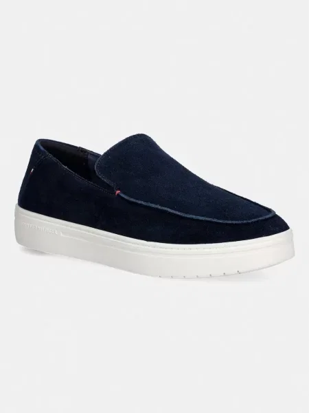 Pantofi loafer Tommy Hilfiger din piele de căprioară albastru