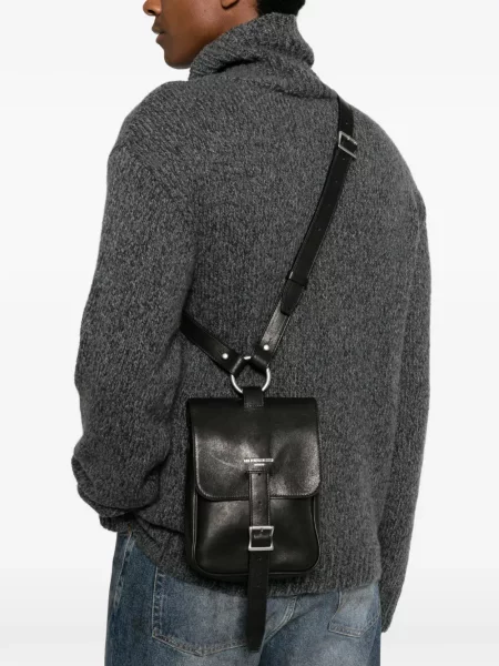 Geantă crossbody Ann Demeulemeester din piele cu cataramă negru