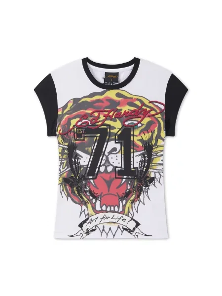 Ed Hardy Tricou Roaring Tiger galben / roșu cireș / negru alb