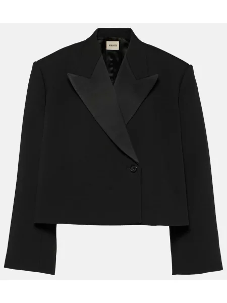 Satynowa marynarka Khaite o krotszym kroju czarna