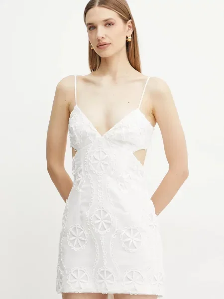 Bardot sukienka mini prosta biały